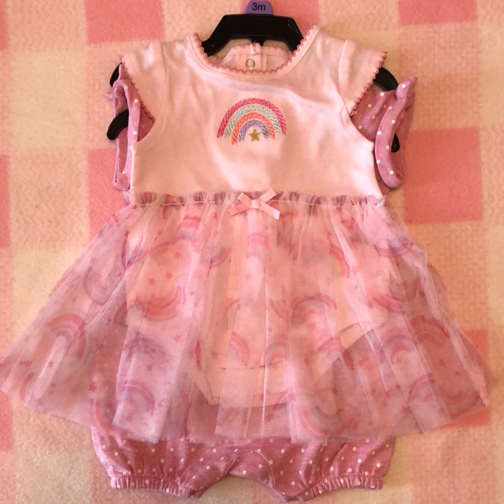 2 NEW baby girl rompers